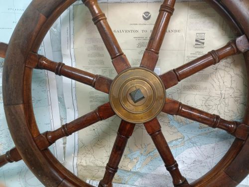 Boaters&#039; resale shop of tx 2409 0171.07 wooden 38&#034; nautical decor ship&#039;s wheel