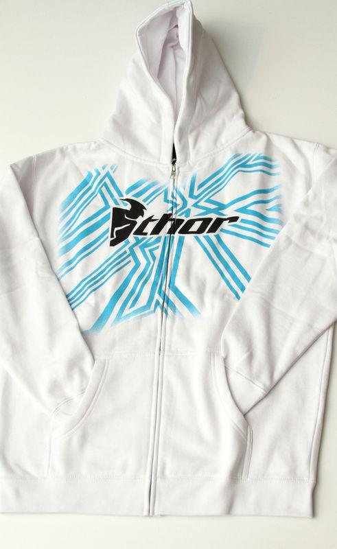 New thor motocross hoody zip up hoodie fleece jacket white mazed adult  xx-large