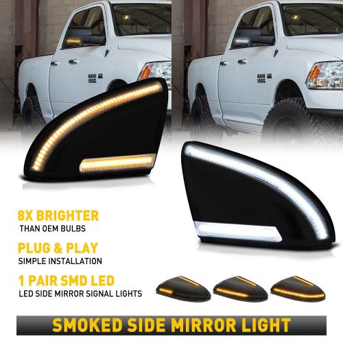 White amber led puddle lights for 09-22 dodge ram side mirror lights signal lamp