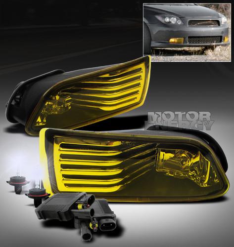 2004-2010 scion tc bumper yellow lens fog lights lamp w/8000k hid+harness+switch