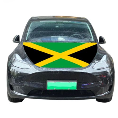 Jamaica flag car hood cover universal size elastic polyester jamaicans 4x5 ft