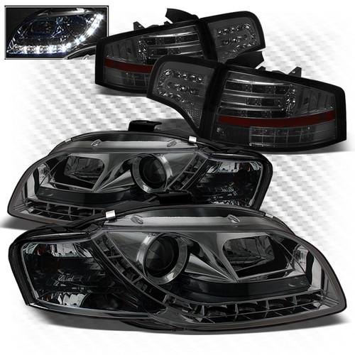 05-08 a4/s4 smoked drl projector headlights + philips-led perform tail lights