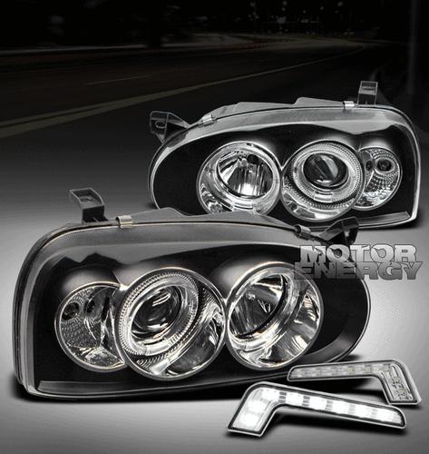 1993-1998 vw golf mk3/1995-1999 cabrio halo black projector head lights+drl lamp