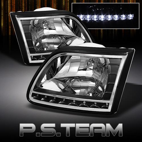 Black 97-03 ford f150 expedition crystal led headlights lights lamps left+right