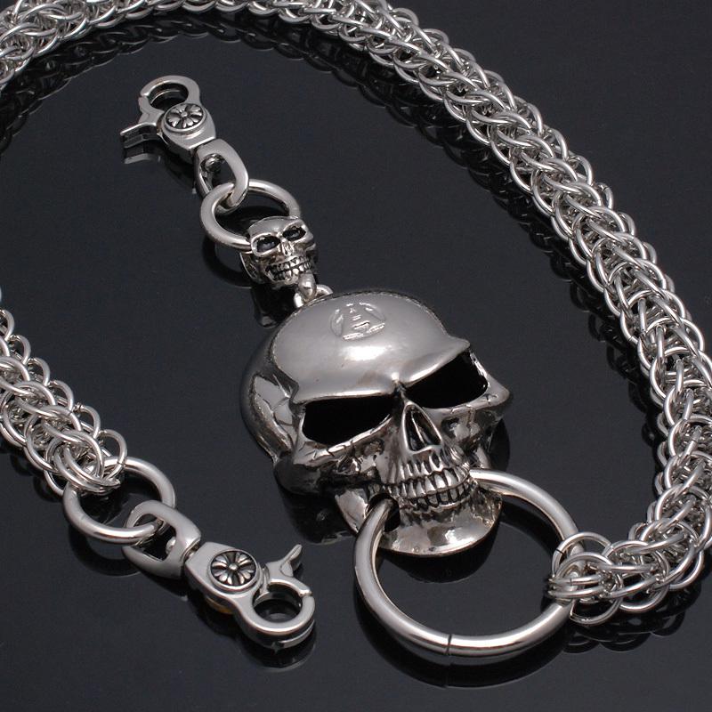 Ch32 motorcycle punk hiphop jean fashion wallet chain key skull metal mens kpop