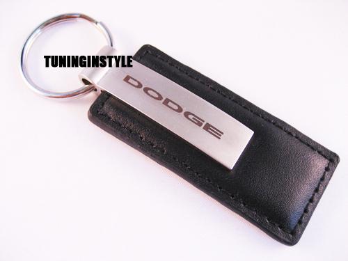 Dodge logo black leather keychain official licensed