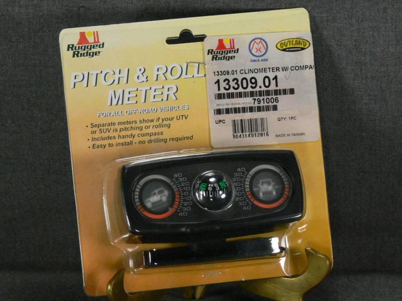 Rugged ridge clinometer pitch & roll meter with compass suv utv 13309.01