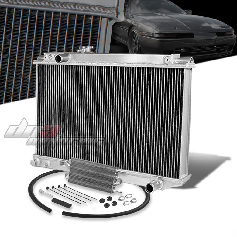 86-92 toyota supra 3-row full aluminum racing radiator+transmission oil cooler