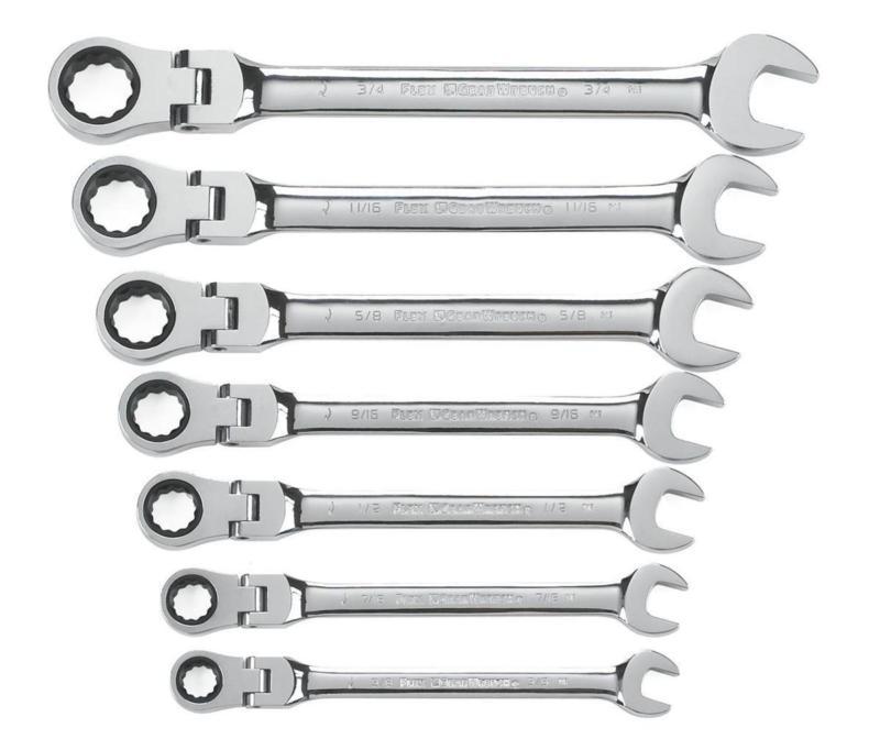 Gearwrench (kdtools) sae 7-piece flex combination ratchet wrench set 9700 new!