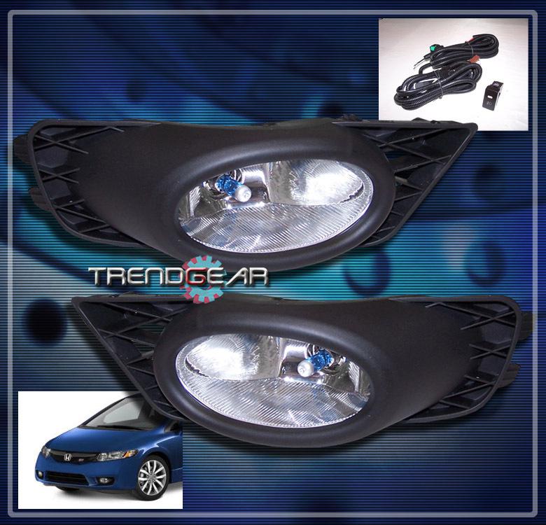 09 10 11 honda civic sedan 4dr jdm bumper driving chrome fog light w/bulb+switch