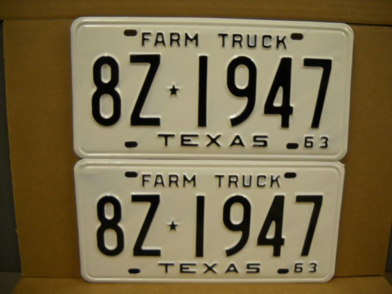 Texas farm truck license plates 1963 nos unissued ford chevy gmc dodge mopar