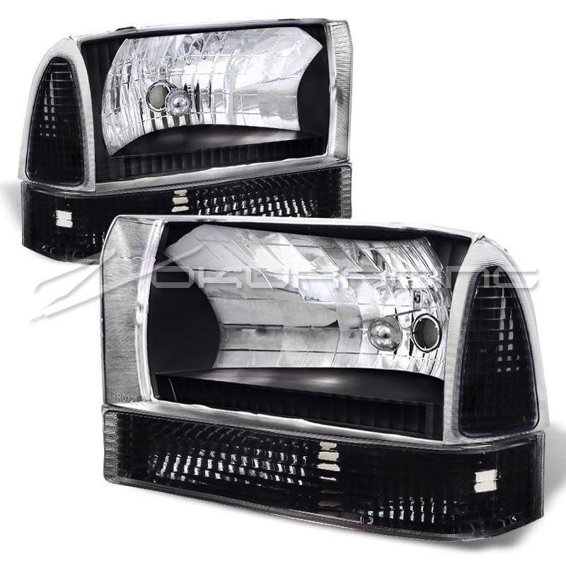 1999-2004 ford f250 f350 f450 excursion black headlights+corner signal