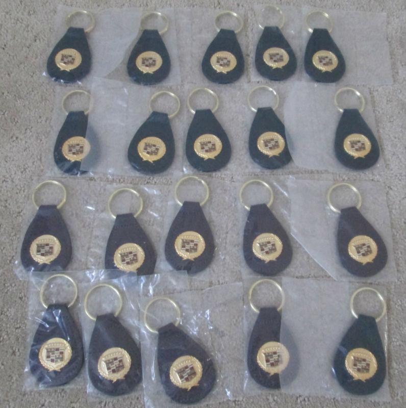 20 piece lot of leather cadillac keychains (10 brown & 10 black!)