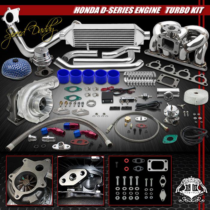 T04e 11p t3/t4 turbo kit bolt-on intercooler+ram horn manifold d15/d16 civic/crx