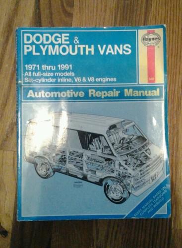 Haynes dodge and plymouth vans manual 1971 thru 1991