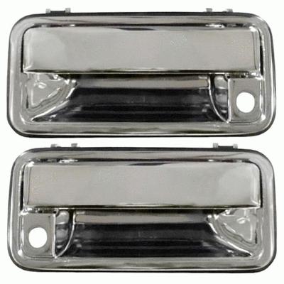 Chrome exterior outside front door handle pair set driver+passenger sides lh+rh