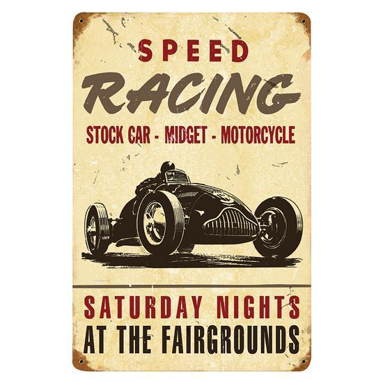 New speedway speed racing vintage metal sign, 18" x 12", stock car/midget