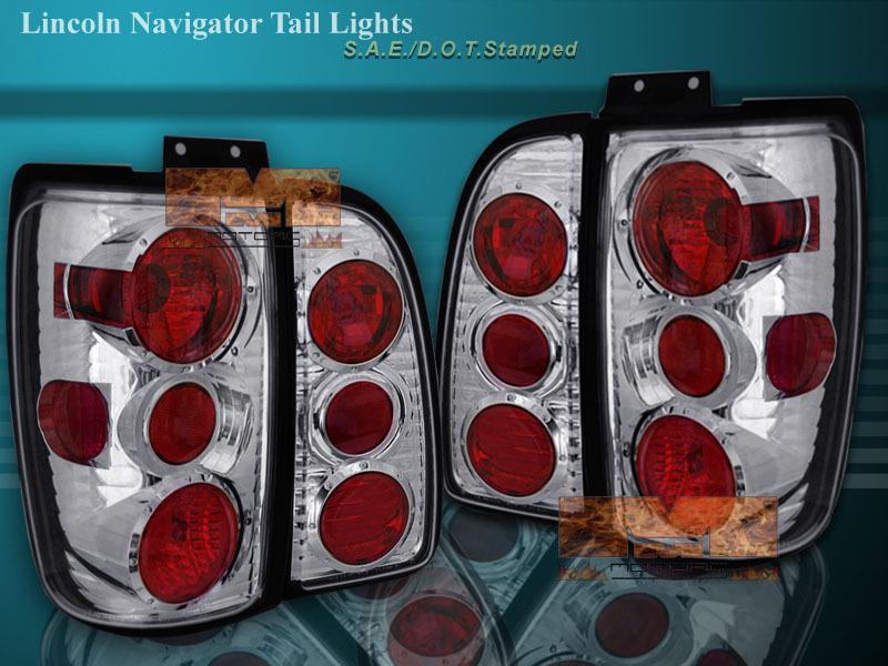 98-02 lincoln navigator tail lights chrome 4 pieces 2001 2000 1999 