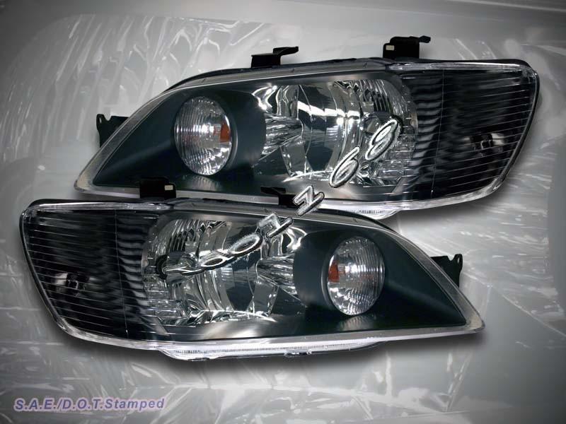 2002 2003 mitsubishi lancer es/ls/oz jdm black headlights