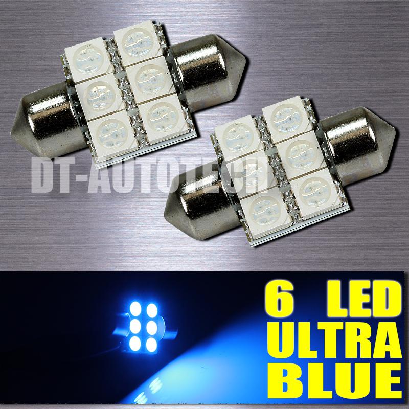 Blue smd 6-led map/dome interior lights bulbs/bulb 31mm festoon