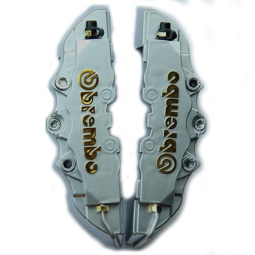 Silver 3d brembo style brake caliper disc cover universal fit 14"/15" car wheel