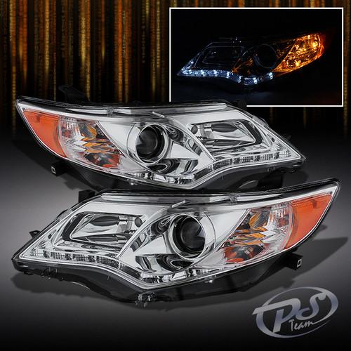 12-13 toyota camry chrome projector headlights w/ build-in drl daytime led strip