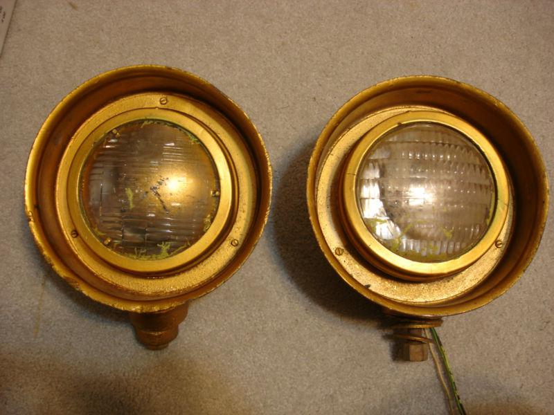 Rare vintage original matched pair guige large headlights unique hot rat rod 