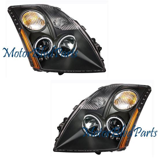 07-09 nissan sentra projector headlights w/ccfl halo black driver+passenger set