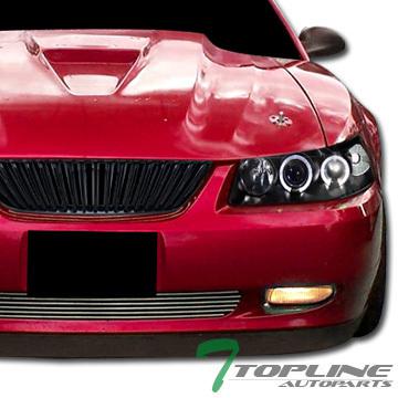 Black vertical sport front hood bumper grill grille abs 99-04 ford mustang v6 v8