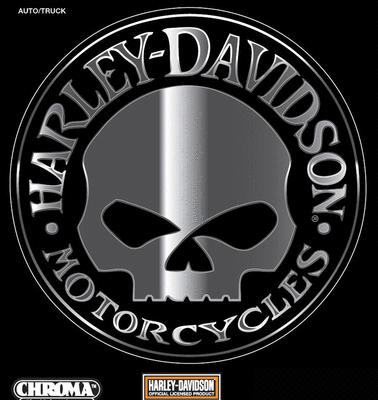 Harley davidson willie g skull chrome decal