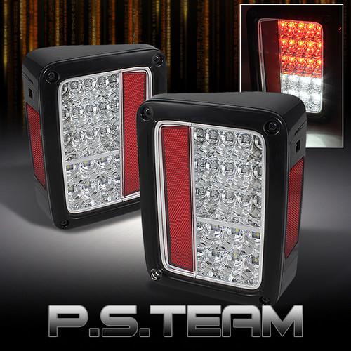 Black 07-13 jeep wrangler offroad full led tail lights brake lamps left+right