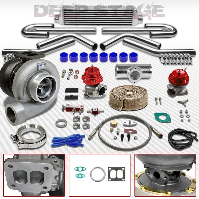 Gt45 t4 10pc turbo kit w/intercooler+blow off valve+wastegate+boost controller