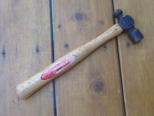 Vintage ball peen hammer hickory handle v & b