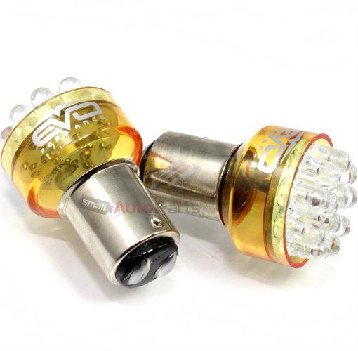 2 x 1157 amber yellow 12- led bulbs tail stop brake reverse lights turn signal