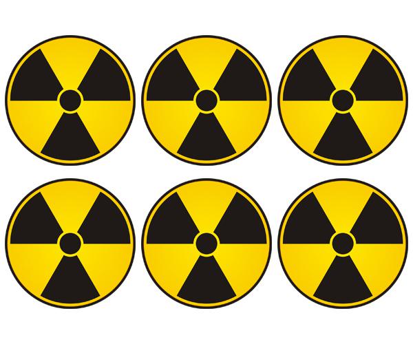 Nuclear radiation decal 6 2"x2" nuke hazard warning vinyl hard hat sticker zu1