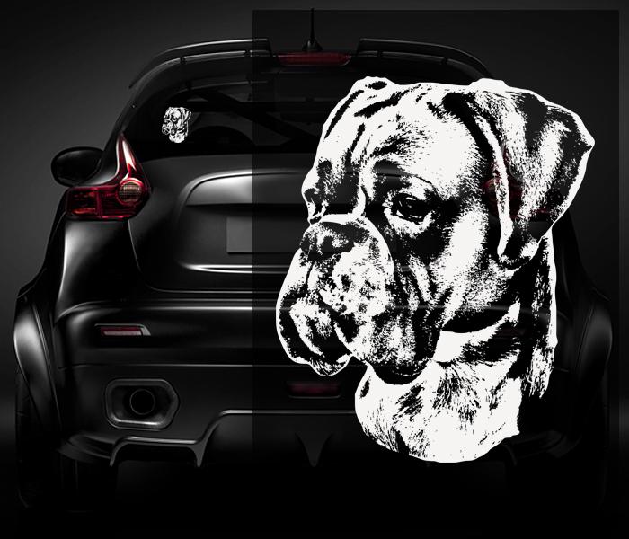 Boxer dog decal white 5"x4.1" vinyl car window bumper sticker zu1