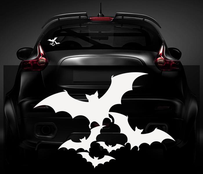 Bats decal white 5"x3.4" vampire gothic horror vinyl car window sticker zu1