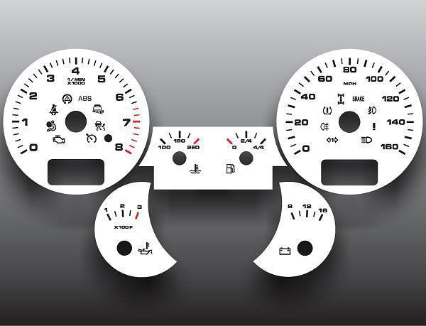 2003-2009 porsche cayenne instrument cluster white face gauges 03-09