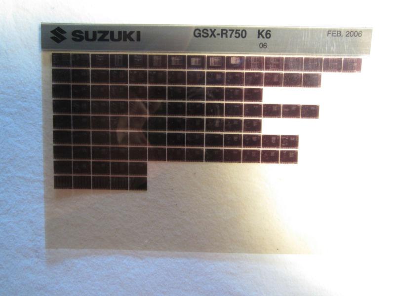 2006 suzuki motorcycle gsx r750 k6 microfiche parts catalog r 750