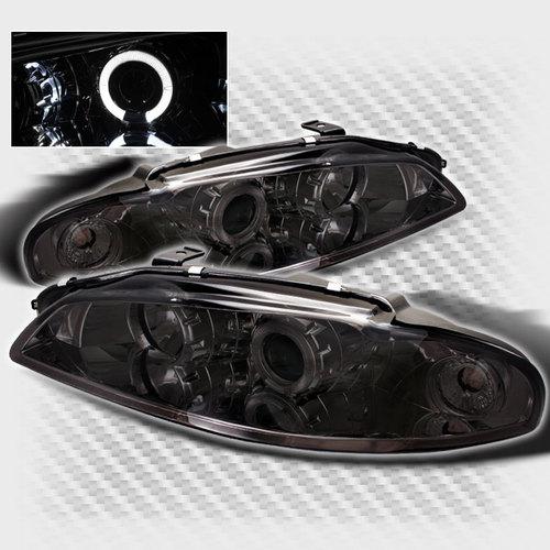 Smoked 97-99 mitsubishi eclipse halo projector headlights smoke lamp pair set