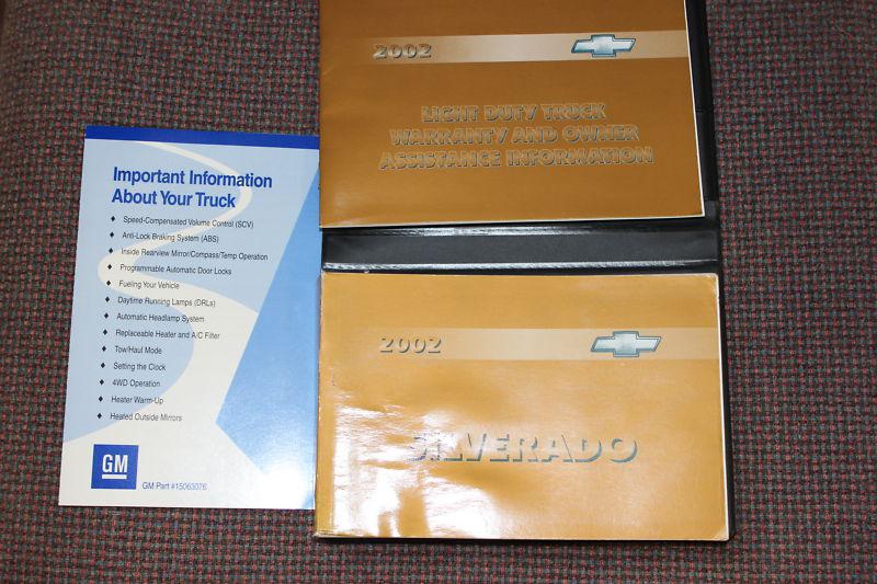 2002 chevrolet chevy silverado owners manual set with case