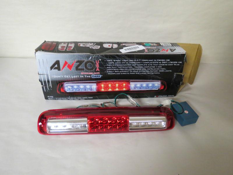 New anzo third brake light led red/clear lens location cab 531029 chevy gmc