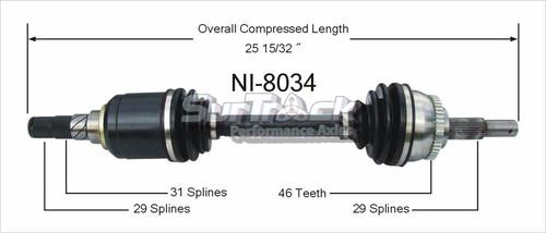 Sur track ni-8034 cv half-shaft assembly-new cv axle shaft