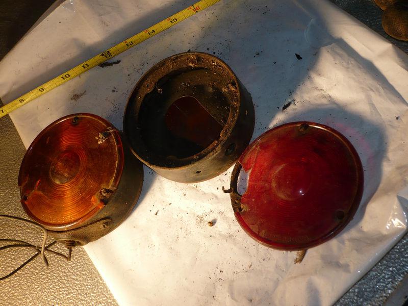 Pair vintage guide d6 - 52a double sided  lights ratrod tractor truck gm ford