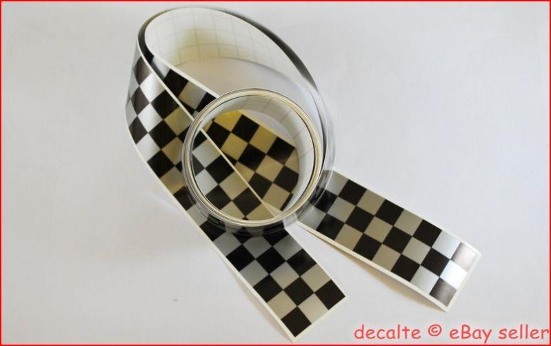 Cafe racer project chequered silver two lengths stripes decals tapes 1260x30mm
