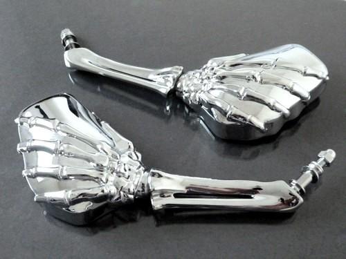 Chrome skull mirrors for harley heritage springer sportster dyna glide softail