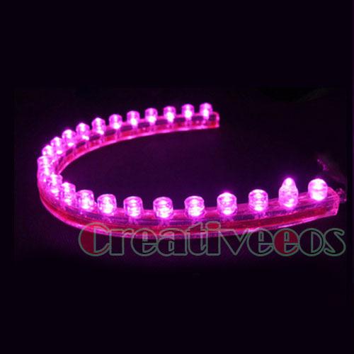 4pcs 24cm pvc 24led car truck flexible light strip pink