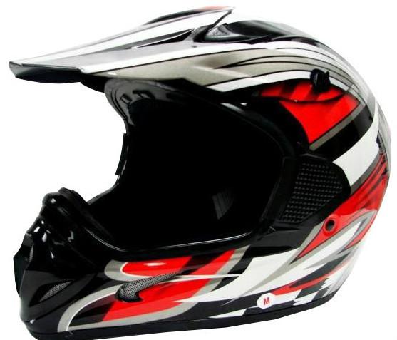 Tms red black dirt bike atv motocross helmet off-road~m
