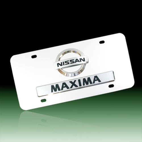 Nissan 3d logo maxima chrome stainless steel license plate, lifetime warranty