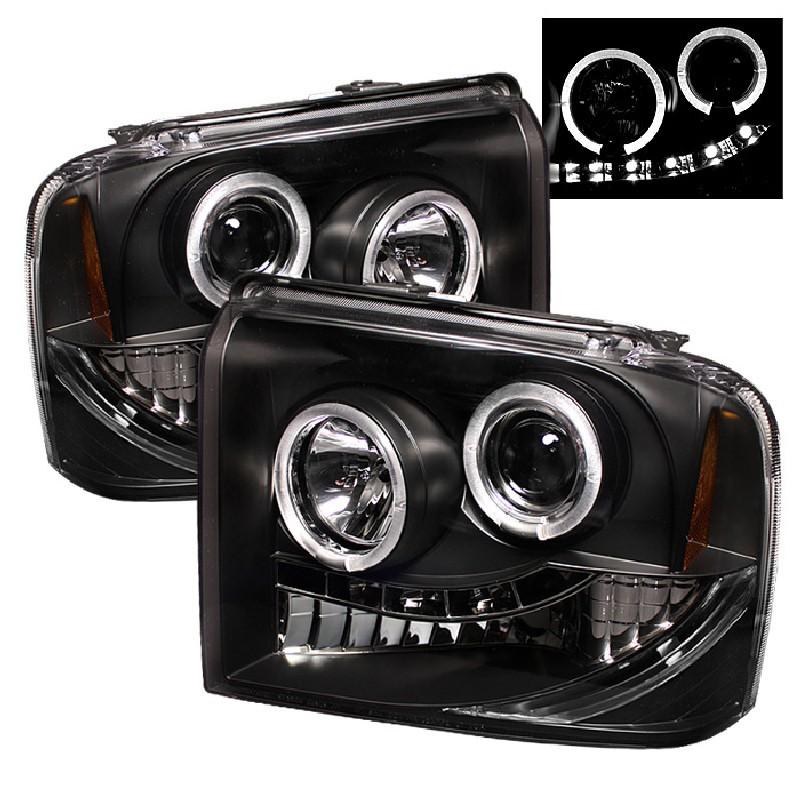 Tln ford f250/350/450 sd 2005-2007 halo led projector headlights - black- ~*~*~